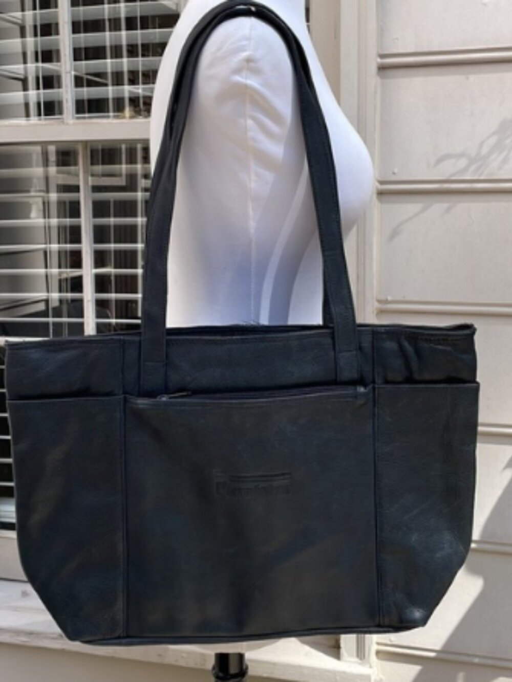 DOMA Outback Black Genuine Leather Large Shoulder Tote Bag